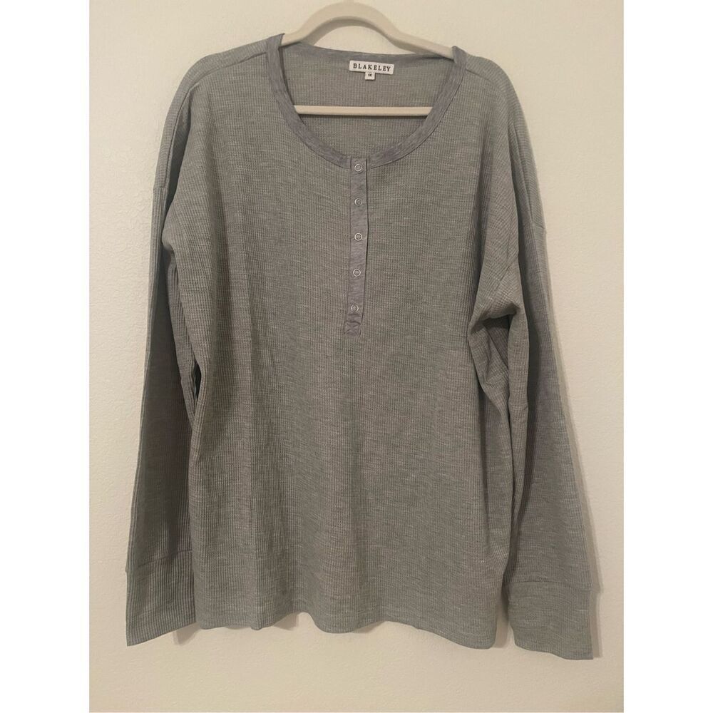 Blakeley Waffle Knit Henley Long Sleeve NEW